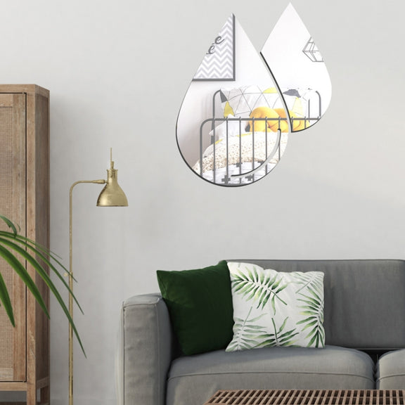2pcs /Set Acrylic Water Drops Mirror Stereo Wall Stickers Living Room Bedroom Decorative Stickers Soft Mirror(Gold)