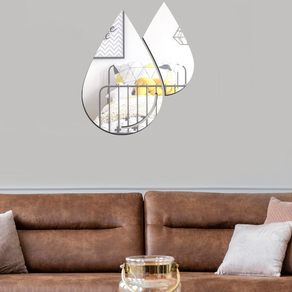 2pcs /Set Acrylic Water Drops Mirror Stereo Wall Stickers Living Room Bedroom Decorative Stickers Soft Mirror(Gold)
