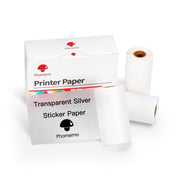 For Phomemo M02 / M02S / M02Pro 3rolls /Pack 50mm Anti-Dry Glue Thermal Labels(White Glitter Full Transparent Black Letter)
