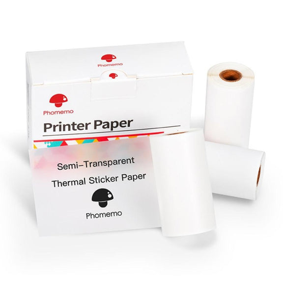 Phomemo 3rolls /Pack 50mm Translucent Bottom Black Words Self-Adhesive Printer Sensitive Label Printing Paper For M02 / M02S / M02Pro / M03