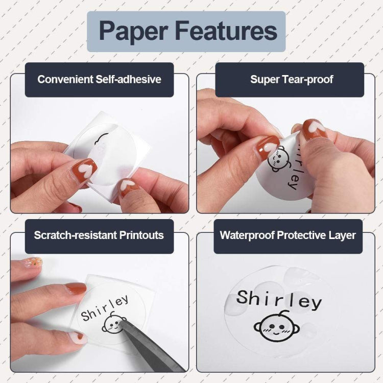 For Phomemo M110 / M200 180pcs /Roll 40x40mm Round Self-Adhesive Thermal Labels