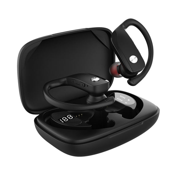 TWS Ear-mounted Noise Reduction LED Dual-battery Display Bluetooth Earphones(T16 Black)
