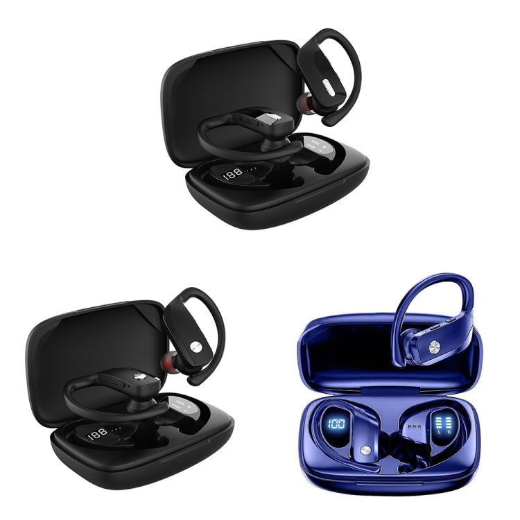 TWS Ear-mounted Noise Reduction LED Dual-battery Display Bluetooth Earphones(T16 Blue)