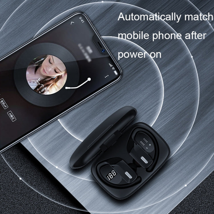 TWS Ear-mounted Noise Reduction LED Dual-battery Display Bluetooth Earphones(T17 Black)