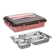 304 Stainless Steel Lunch Box Leakproof Insulated Student Dormitory Bento Box, Spec: 4 Grid Pink - Cutlery Sets by PMC TechLife | Online Shopping South Africa | PMC TechLife