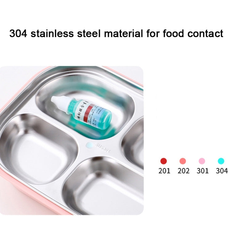 304 Stainless Steel Lunch Box Leakproof Insulated Student Dormitory Bento Box, Spec: 4 Grid Pink