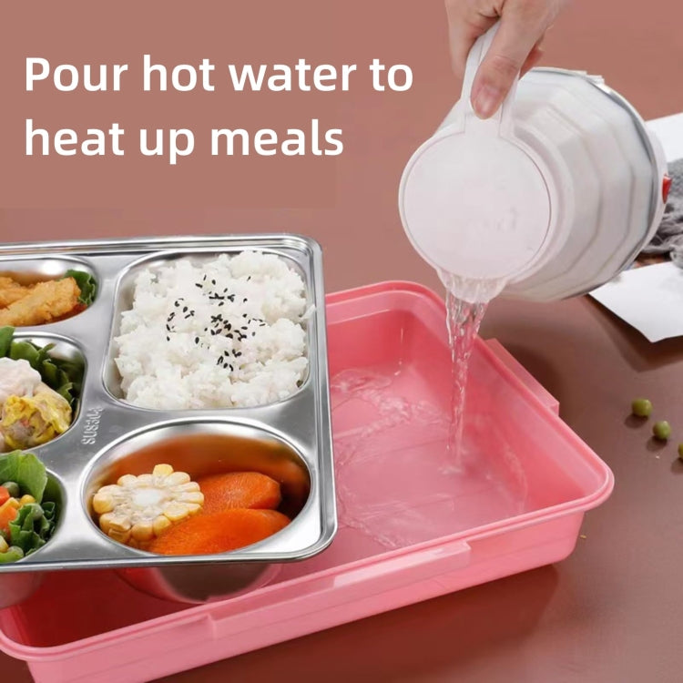 304 Stainless Steel Lunch Box Leakproof Insulated Student Dormitory Bento Box, Spec: 4 Grid Pink