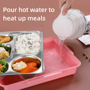 304 Stainless Steel Lunch Box Leakproof Insulated Student Dormitory Bento Box, Spec: 4 Grid Pink