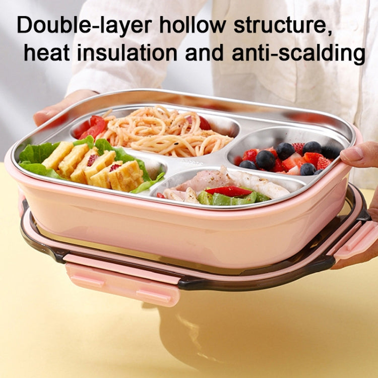 304 Stainless Steel Lunch Box Leakproof Insulated Student Dormitory Bento Box, Spec: 4 Grid Pink
