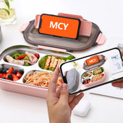 304 Stainless Steel Lunch Box Leakproof Insulated Student Dormitory Bento Box, Spec: 4 Grid Pink