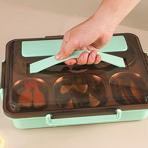 304 Stainless Steel Lunch Box Leakproof Insulated Student Dormitory Bento Box, Spec: 4 Grid Pink