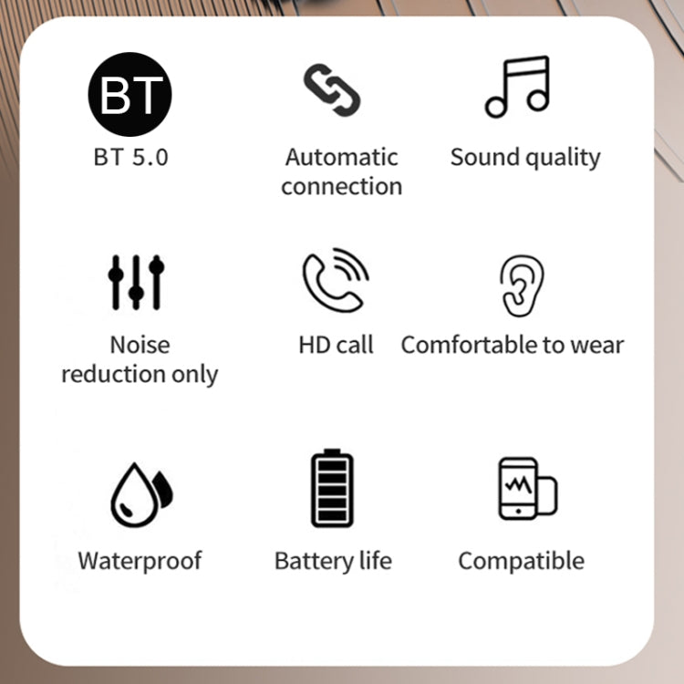 TWS Ear-Mounted LED Digital Display Noise Reduction Bluetooth Earphones With Power Bank Function(Black)