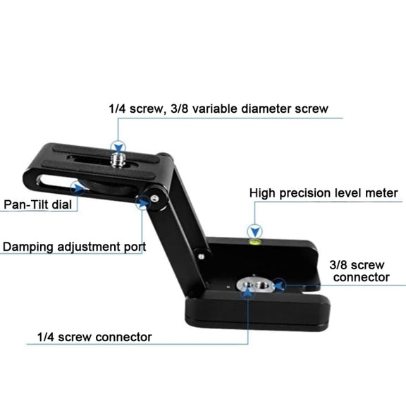 Folding Z Type Tilt Pan Tripod Head Ball Head Quick Release Plate Stand for DSLR Camera
