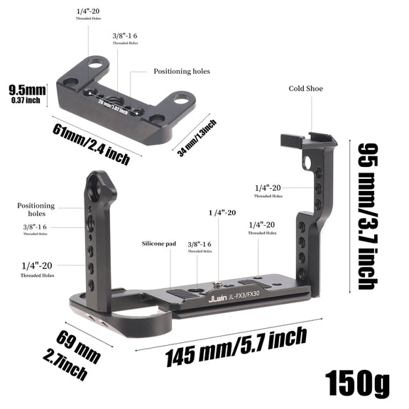 For Sony FX30 FX3 Camera JLWIN Protection Cage Stabilizer Rig, Spec: Rabbit Cage + Top Board