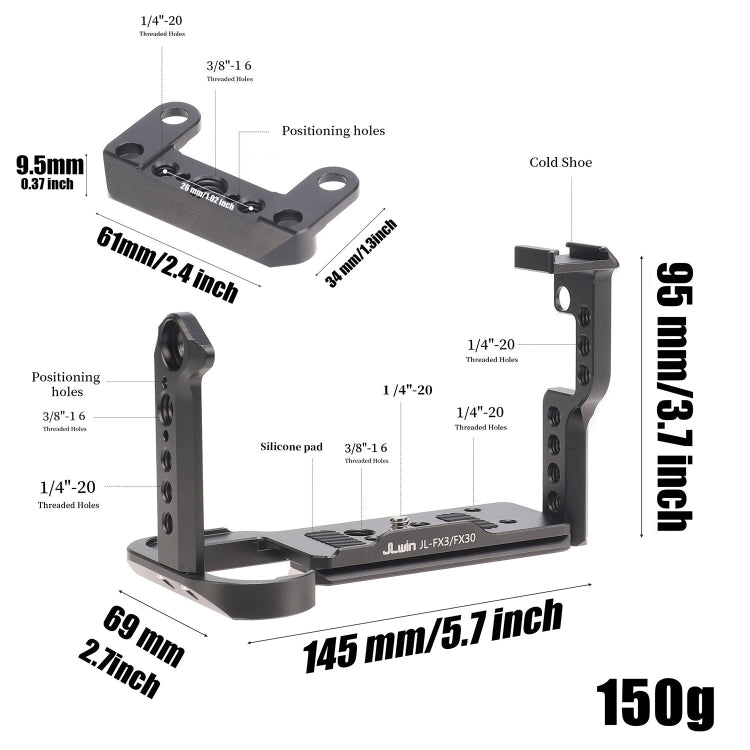 For Sony FX30 FX3 Camera JLWIN Protection Cage Stabilizer Rig, Spec: Rabbit Cage + Top Board
