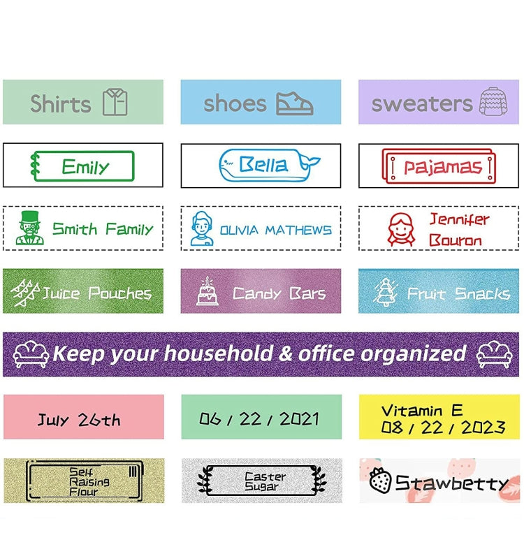 For Phomemo P12 / P12 Pro 12mm x 4m Consumables Label Ribbon, Style: Gray Word on Light Purple Thermal Transfer