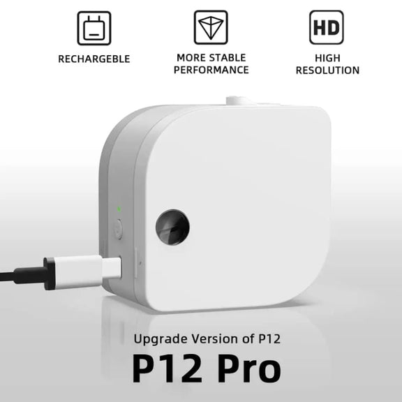 Phomemo P12Pro Li-Ion Battery Compact Bluetooth Convenient Self-Adhesive Thermal Label Printer(Black)