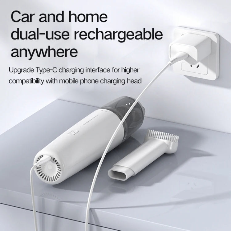 Mini Portable Detachable Wireless Handheld Powerful Car Vacuum Cleaner, Style: Metal Filter (White)