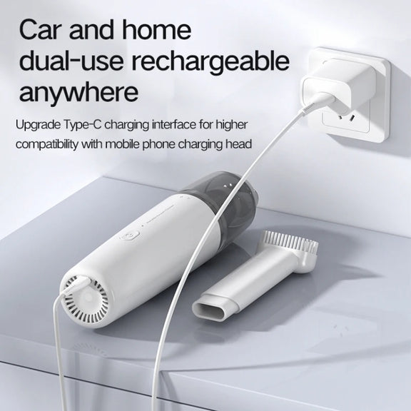 Mini Portable Detachable Wireless Handheld Powerful Car Vacuum Cleaner, Style: Metal Filter (White)