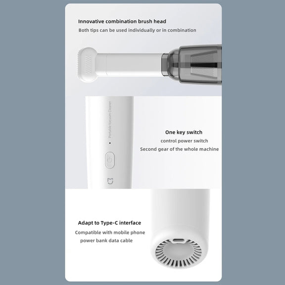 Mini Portable Detachable Wireless Handheld Powerful Car Vacuum Cleaner, Style: Metal Filter (Black)