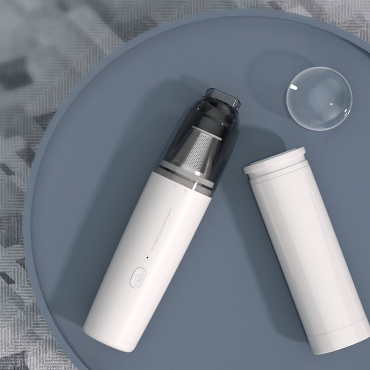 Mini Portable Detachable Wireless Handheld Powerful Car Vacuum Cleaner, Style: Metal Filter (White)