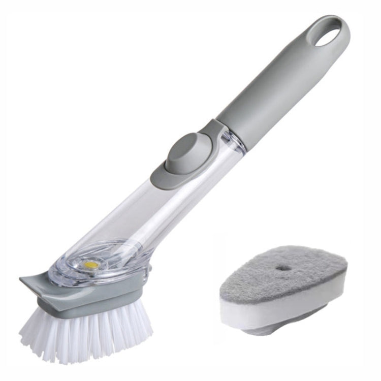 Kitchen Long Handle Automatic Liquid Filling Non-Stick Pan Scrubber Brush Cleaning Brush, Style: Brush+Sponge