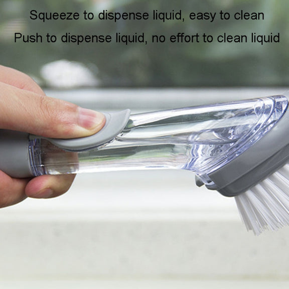 Kitchen Long Handle Automatic Liquid Filling Non-Stick Pan Scrubber Brush Cleaning Brush, Style: Brush