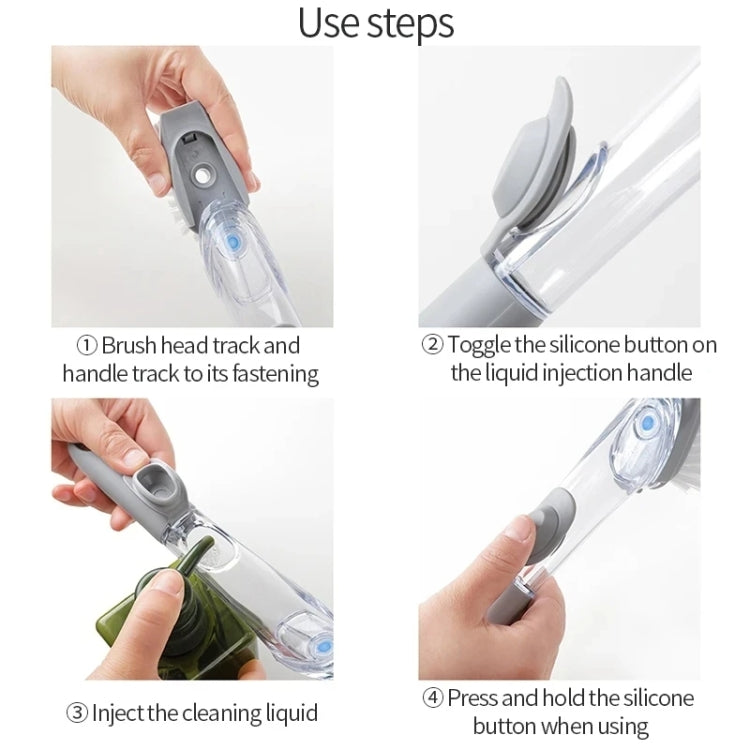 Kitchen Long Handle Automatic Liquid Filling Non-Stick Pan Scrubber Brush Cleaning Brush, Style: Brush