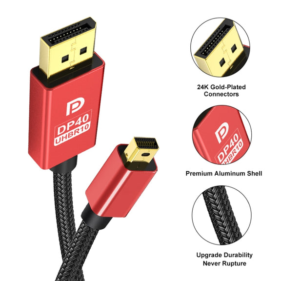 3m Version 2.1 Mini DP To DP Cable Monitor Computer Video Adapter Cable 30AWG OD6.3MM