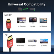 3m Version 2.1 Mini DP To DP Cable Monitor Computer Video Adapter Cable 30AWG OD6.3MM