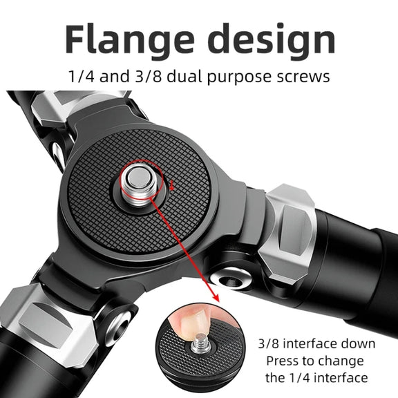 BEXIN RC254 Carbon Fiber Portable Folding Tripod SLR Camera Low Gravity Center Gimbal Photography Bracket