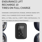 Multifunctional Portable Car Electric Wireless Tire Inflator Pump(Touch Screen Button)