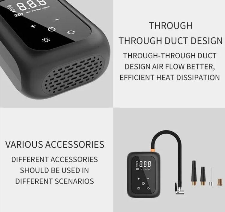 Multifunctional Portable Car Electric Wireless Tire Inflator Pump(Touch Screen Button)