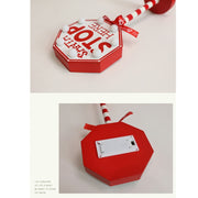 Christmas Street Sign STOP Decorative Lights Wooden Window Atmosphere LED Lights, Style:  NORTH POLE