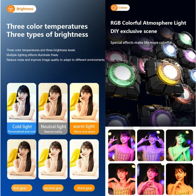 D2 Pro Mini RGB Fill Light Pocket Light with Mobile Phone Holder(White)