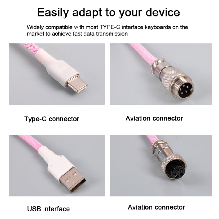 USB-C/Type-C  Mechanical Keyboard Wire Computer Aviation Connector,Cable Length: 3m(White)
