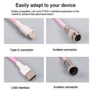 USB-C/Type-C  Mechanical Keyboard Wire Computer Aviation Connector,Cable Length: 3m(White)