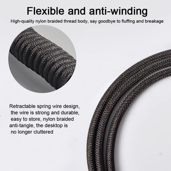 USB-C/Type-C  Mechanical Keyboard Wire Computer Aviation Connector,Cable Length: 3m(White)