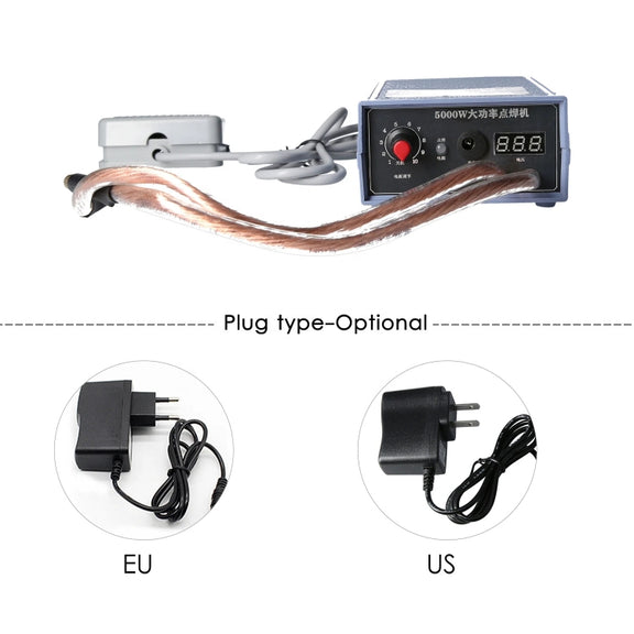 Portable 18650 Battery Spot Welder 5000W High Power Handheld Spot Welding Machine, Style: Footswitch Version EU Plug