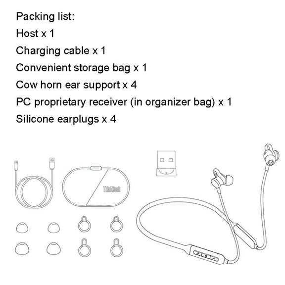 Lenovo ThinkBook UC100 Neckband Dual Wireless Bluetooth Earphone Cell Phone Computer Simultaneous Connection