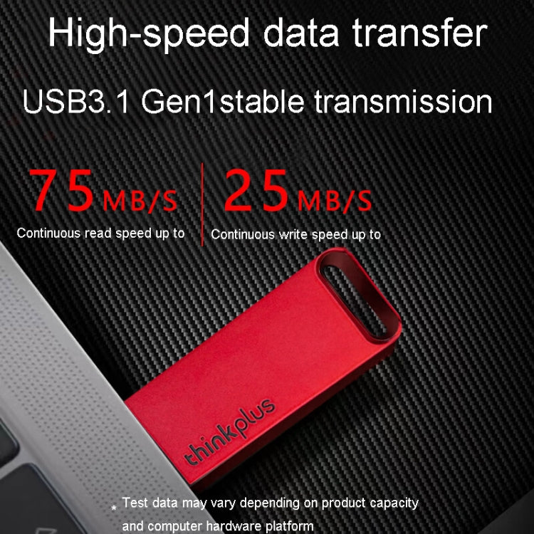 Lenovo Thinkplus TU100 USB3.1 High Speed Flash Drive Mini USB Memory Disk With Metal Plug And Cap, Capacity: 128G(Red)
