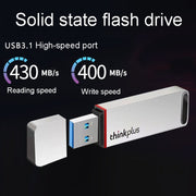 Lenovo Thinkplus TU100Pro USB3.1 Solid State Flash Drive High Capacity Metal USB Memory Disk, Size: 512G(Silver)