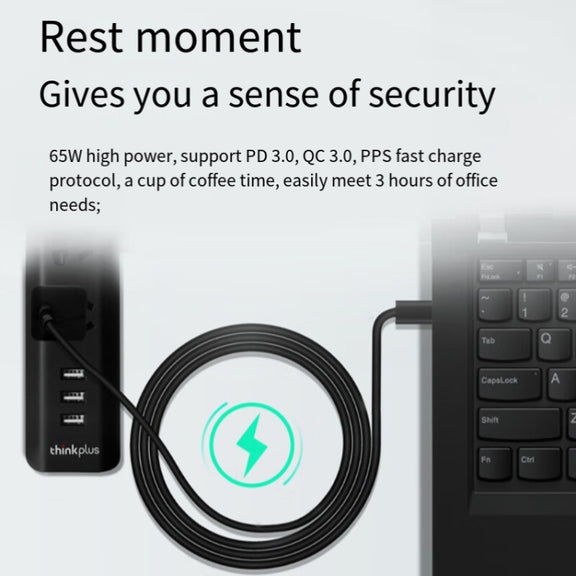 Lenovo Thinkplus YOUNG Lipstick 65W Power Adapter Mobile Phone Tablet PD Fast Charger,CN Plug