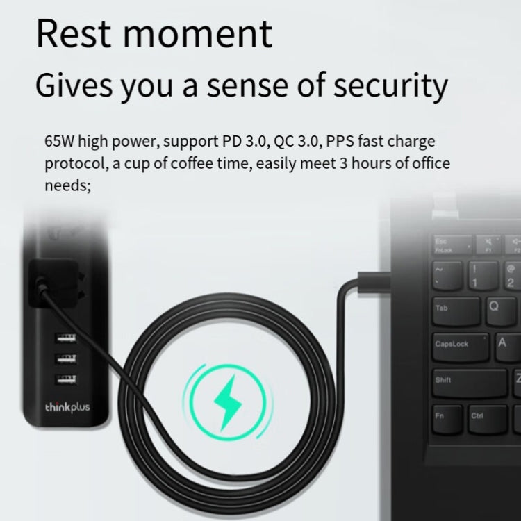 Lenovo Thinkplus YOUNG Lipstick 65W Power Adapter Mobile Phone Tablet PD Fast Charger,CN Plug