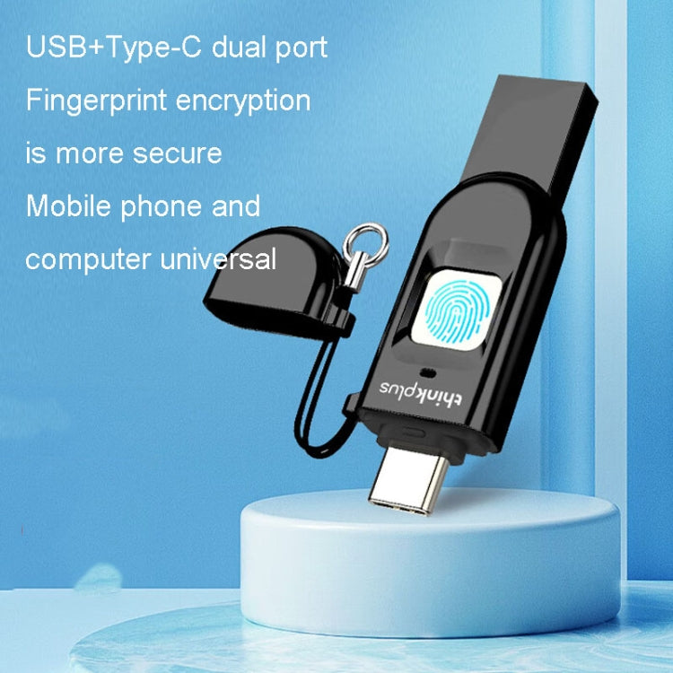 Lenovo Thinkplus TFU301 Dual Interface Type-C+USB Fingerprint Encrypted USB Flash Drive, Capacity: 256G