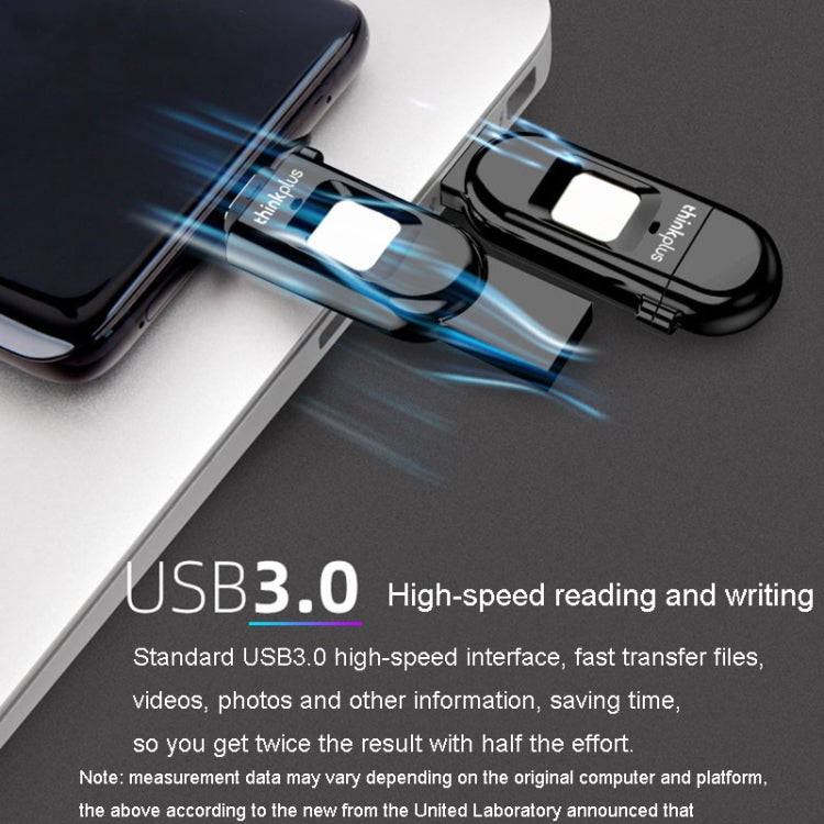 Lenovo Thinkplus TFU301 Dual Interface Type-C+USB Fingerprint Encrypted USB Flash Drive, Capacity: 256G