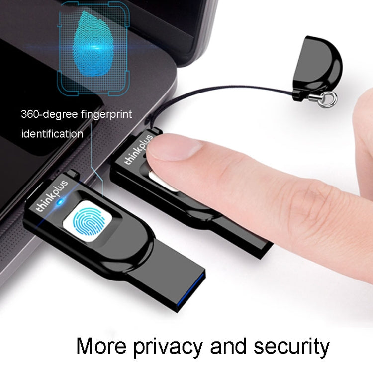 Lenovo Thinkplus TFU301 Dual Interface Type-C+USB Fingerprint Encrypted USB Flash Drive, Capacity: 256G