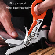 Multifunctional Outdoor First Aid Equipment Foldable Gadget Scissors(Black And Orange)