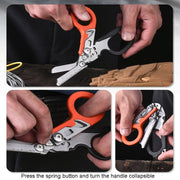 Multifunctional Outdoor First Aid Equipment Foldable Gadget Scissors(Black And Orange)