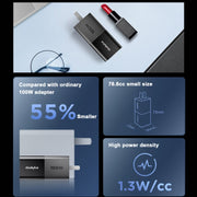 Lenovo Thinkplus 100W GaN Lipstick Power Adapter USB-C/Type-C Fast Charger,CN Plug